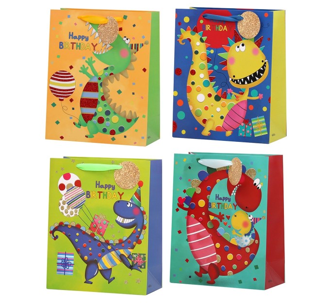 Пакет бумажный, подарочный, «HAPPY BIRTHDAY! DINO» KR9692M-1-4