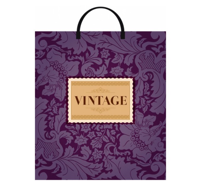 Пакет «Винтаж бордо», с пластиковой ручкой