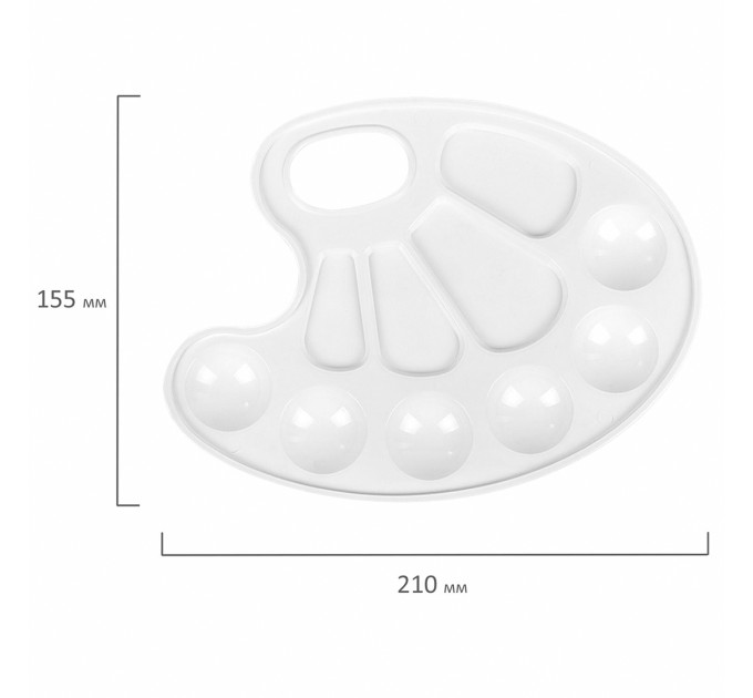 Палитра овальная, 10 ячеек, белая 192352