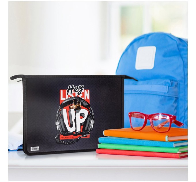 Папка для тетрадей A4, на молнии, «Listen up» ПТ-815_42226