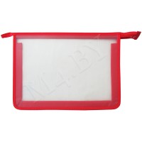 Папка для тетрадей А4 на молнии, прозрачная/красная 3406_ПТ850 Папка для тетрадей А4 на молнии, прозрачная/красная 3406_ПТ850