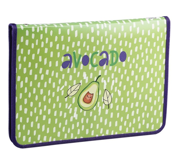 Папка для труда A4, «Happy Avocado», пластик, молния вокруг, откид. планка ПТР-5_42257