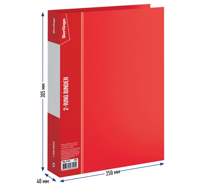 Папка 2 кольца, А4, 40 мм, красная, 700 мкм ABp_24103