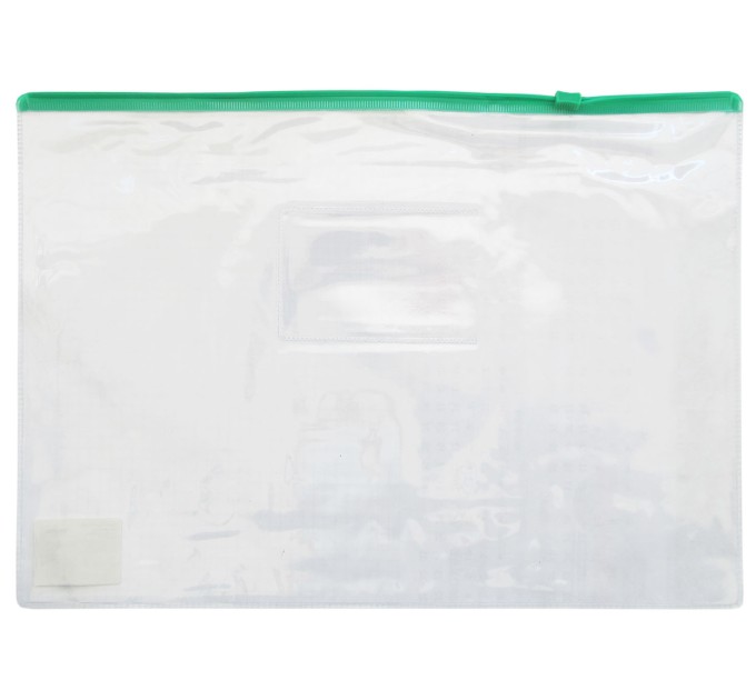 Папка на молнии А4, зеленая молния, кармашек для визиток, Index IPF56/GN