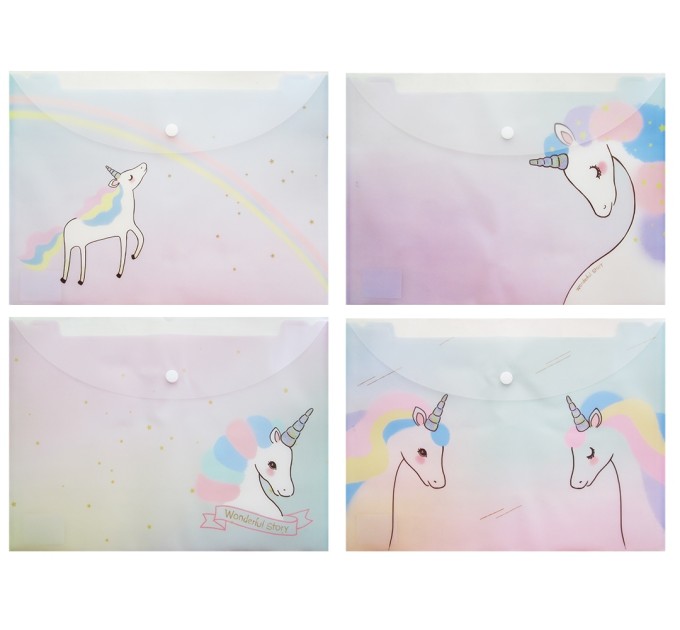 Папка конверт A4 на кнопке, «Единорог» BFHC0020002CIS