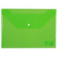 Папка конверт А4 на кнопке, прозрачная зеленая F10452 Папка конверт А4 на кнопке, прозрачная зеленая F10452