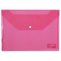 Папка конверт А4 на кнопке, прозрачная красная F10442 Папка конверт А4 на кнопке, прозрачная красная F10442