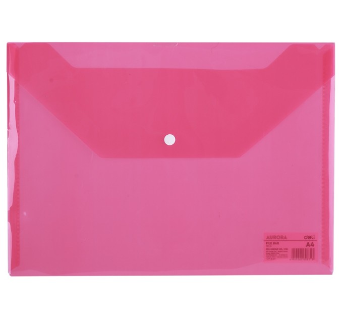 Папка конверт А4 на кнопке, прозрачная красная F10442