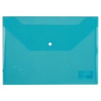 Папка конверт A4 на кнопке, прозрачная голубая F10472 Папка конверт A4 на кнопке, прозрачная голубая F10472