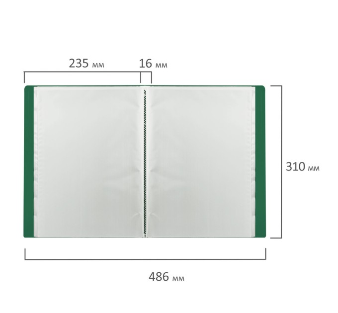 Папка на 20 вкладышей А4, зеленая, 0.5 мм 225695