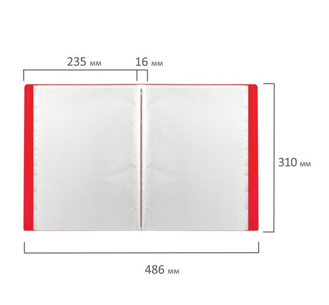 Папка на 20 вкладышей А4, красная, 0.5 мм 225694