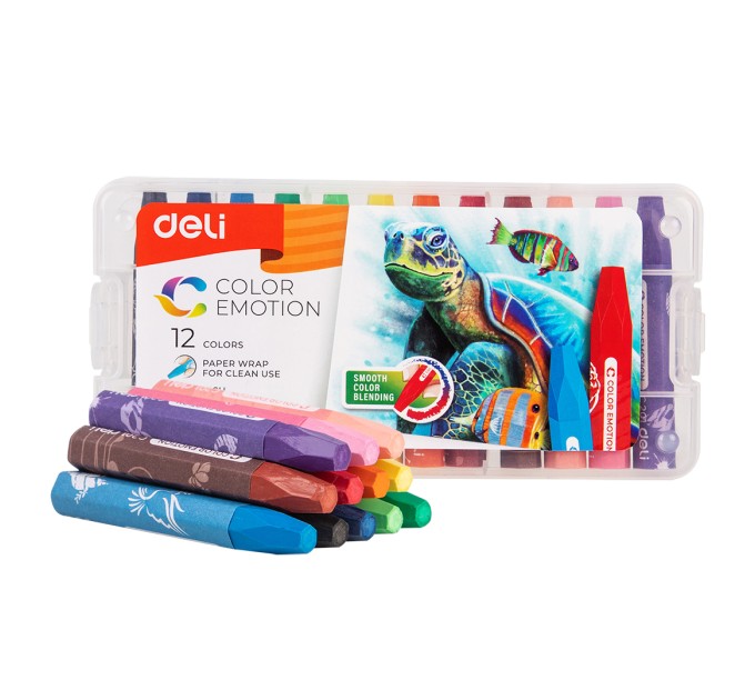 Пастель масляная Deli «Color Emotion» NEW, 12 цветов, в пенале С20104new