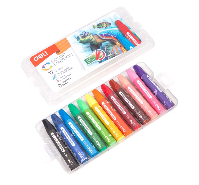 Пастель масляная Deli «Color Emotion» NEW, 12 цветов, в пенале С20104new