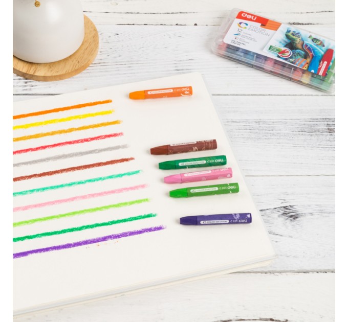 Пастель масляная Deli «Color Emotion» NEW, 12 цветов, в пенале С20104new