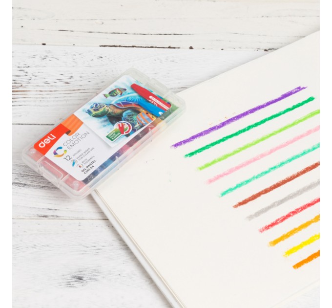 Пастель масляная Deli «Color Emotion» NEW, 12 цветов, в пенале С20104new