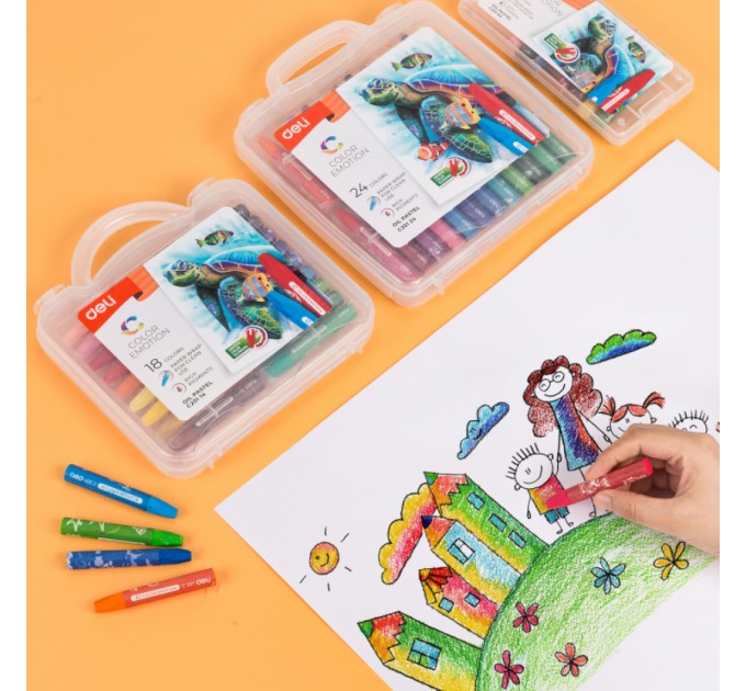 Пастель масляная Deli «Color Emotion» NEW, 24 цвета, в пенале С20124new