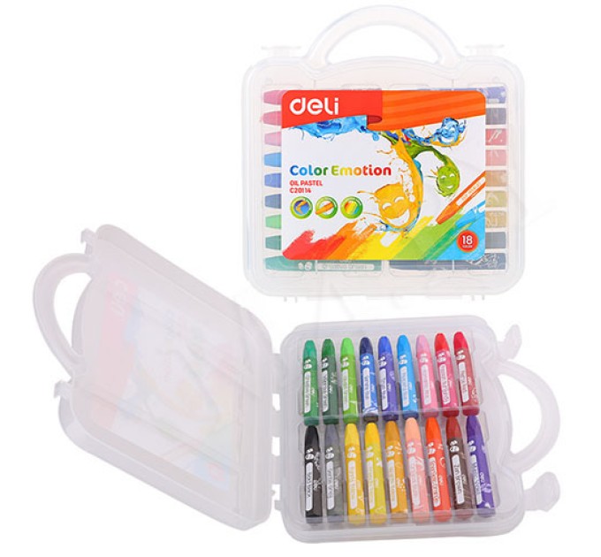 Пастель масляная Deli, 18 цветов в пенале 20114С