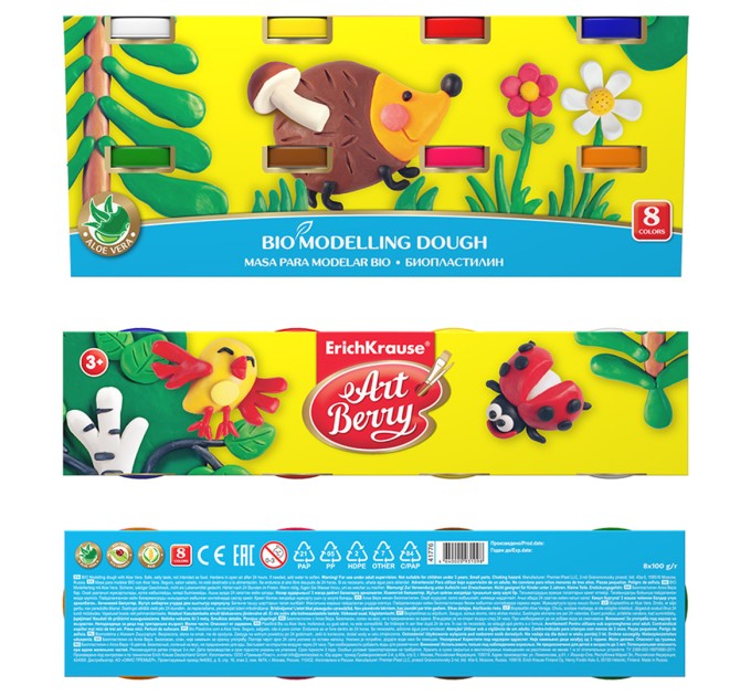 Тесто для лепки 8 цветов/800 г, ArtBerry® с Алоэ Вера 41776