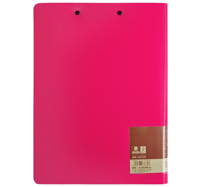 Планшет с прижимом+крышка А4, вертикальный, розовый JW6708T