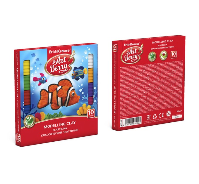 Пластилин 10 цветов/180 г, со стеком, ArtBerry® с Алоэ Вера 41762
