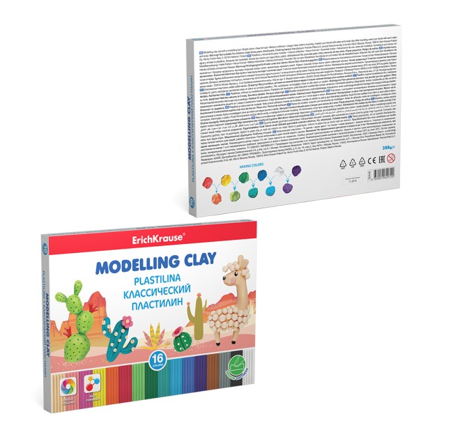 Пластилин 16 цветов/288 г, со стеком, «Классический», ErichKrause® 50549