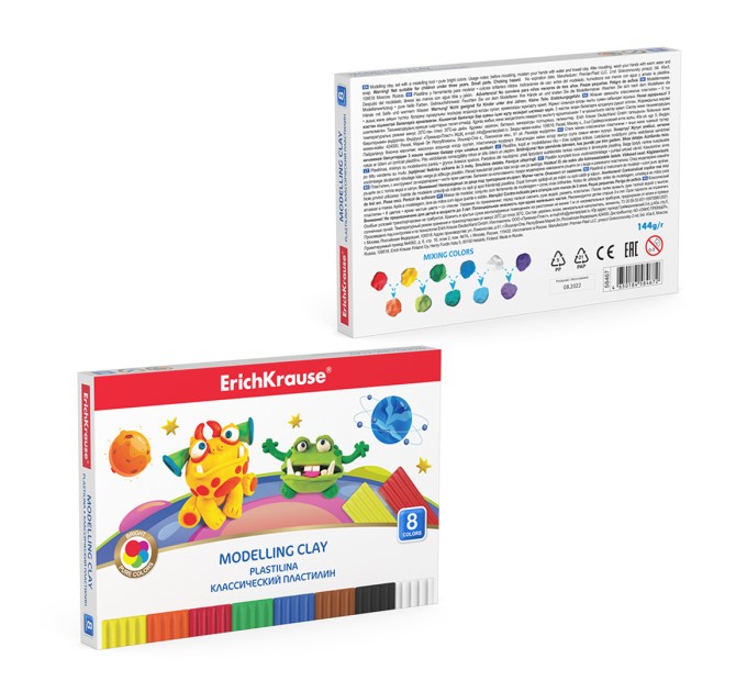 Пластилин 8 цветов/144 г, со стеком, «Cosmic Monsters», ErichKrause® 58467