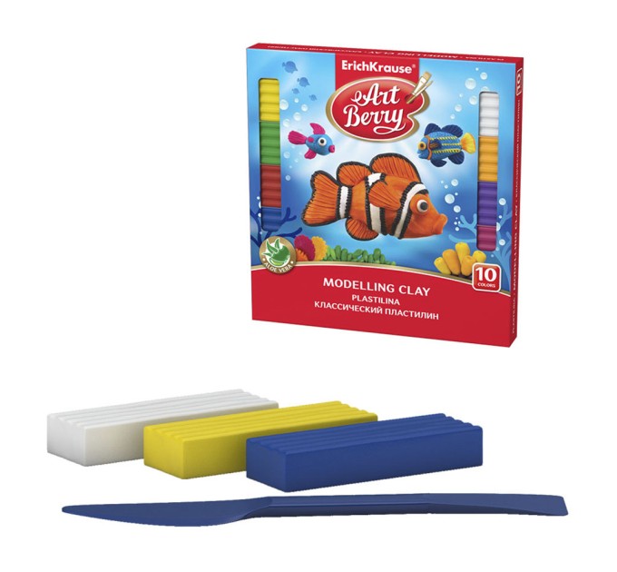 Пластилин 10 цветов/180 г, со стеком, ArtBerry® с Алоэ Вера 41762
