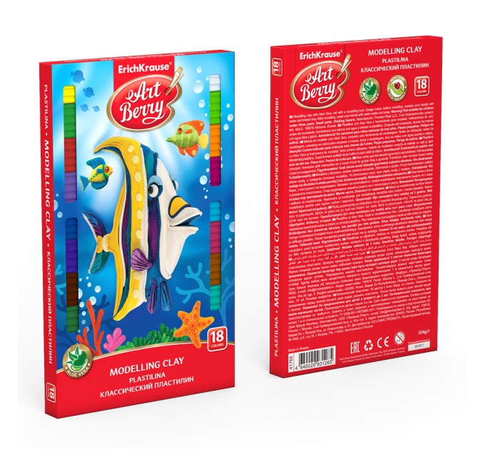 Пластилин 18 цветов/324 г, со стеком, ArtBerry® с Алоэ Вера 41765