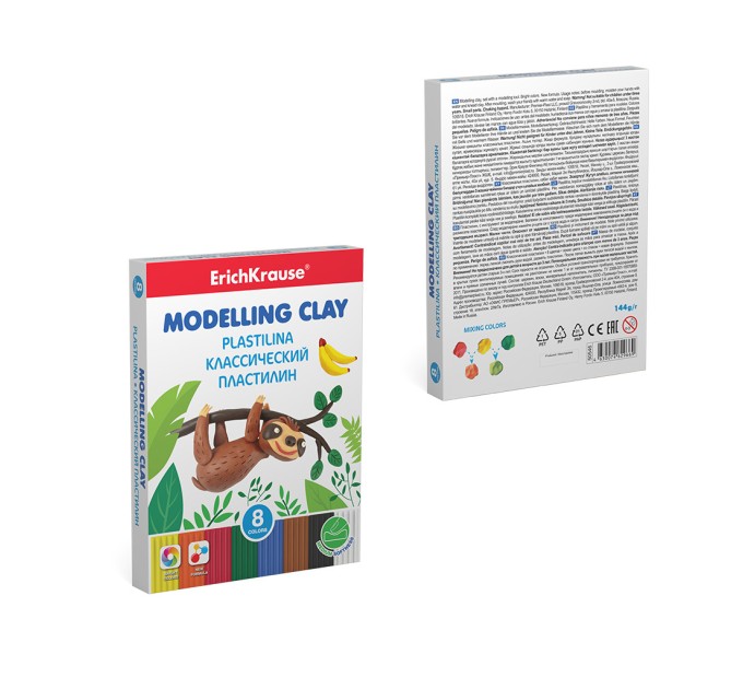 Пластилин 8 цветов/144 г, со стеком, «Классический», ErichKrause® 50546