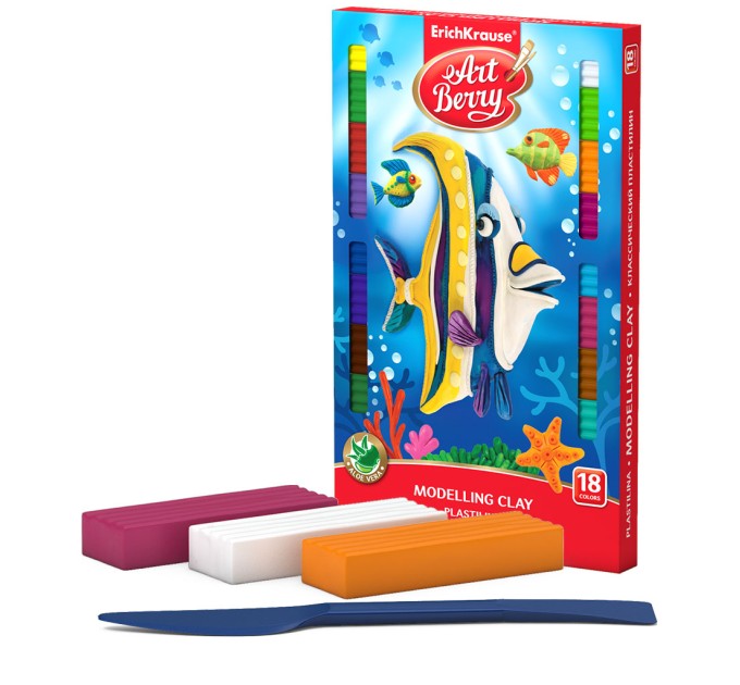 Пластилин 18 цветов/324 г, со стеком, ArtBerry® с Алоэ Вера 41765