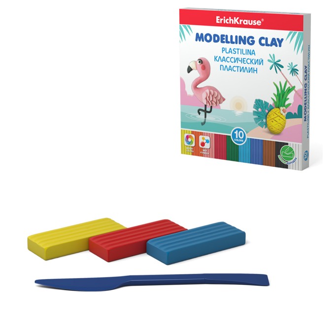 Пластилин 10 цветов/180 г, со стеком, «Классический», ErichKrause® 50547
