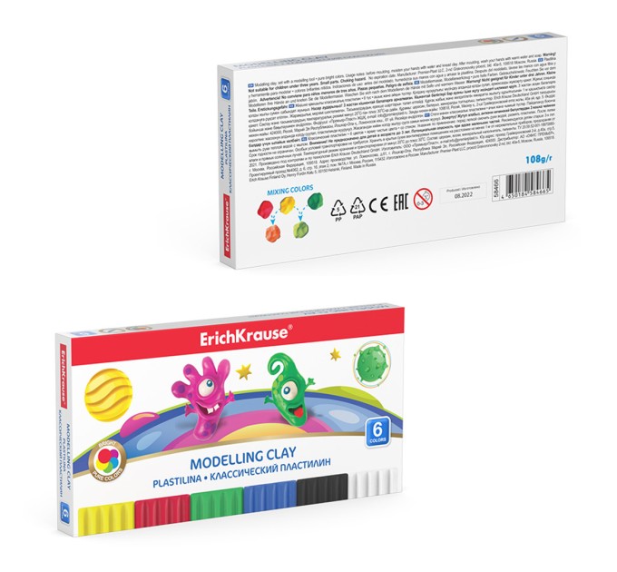 Пластилин 6 цветов/108 г, со стеком, «Cosmic Monsters», ErichKrause® 58466