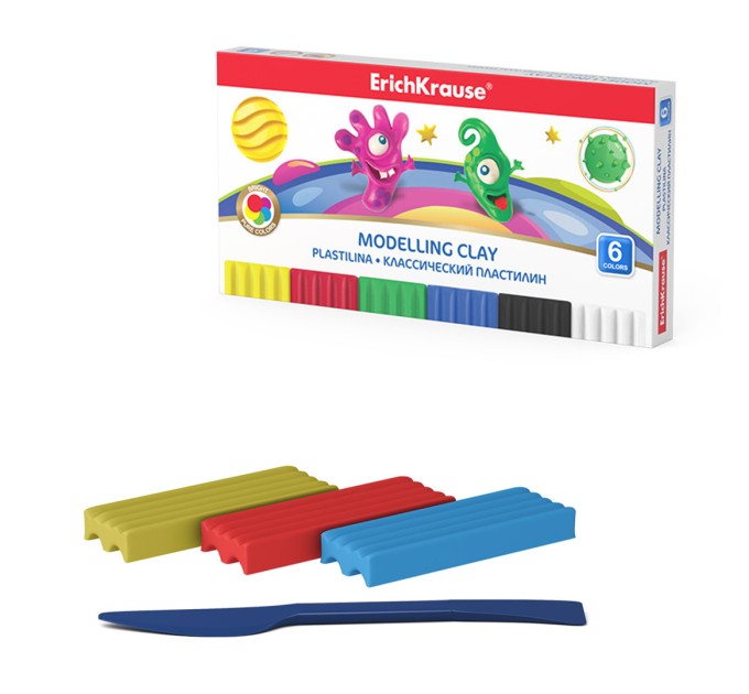 Пластилин 6 цветов/108 г, со стеком, «Cosmic Monsters», ErichKrause® 58466