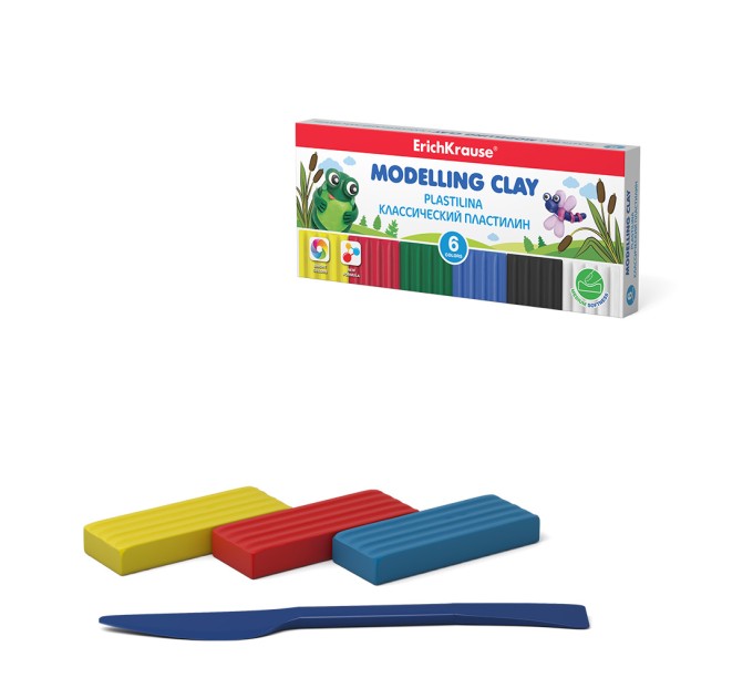 Пластилин 6 цветов/108 г, со стеком, «Классический», ErichKrause® 50545