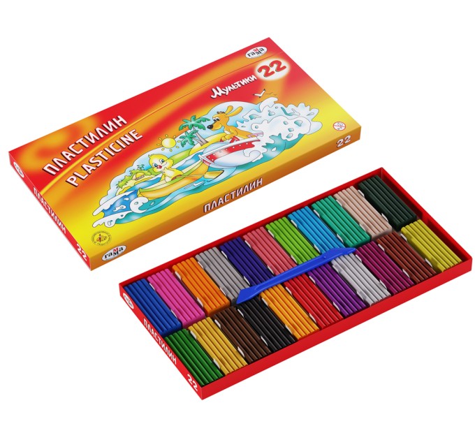Пластилин 22 цвета/440 г., со стеком, «Мультики» 210119_03