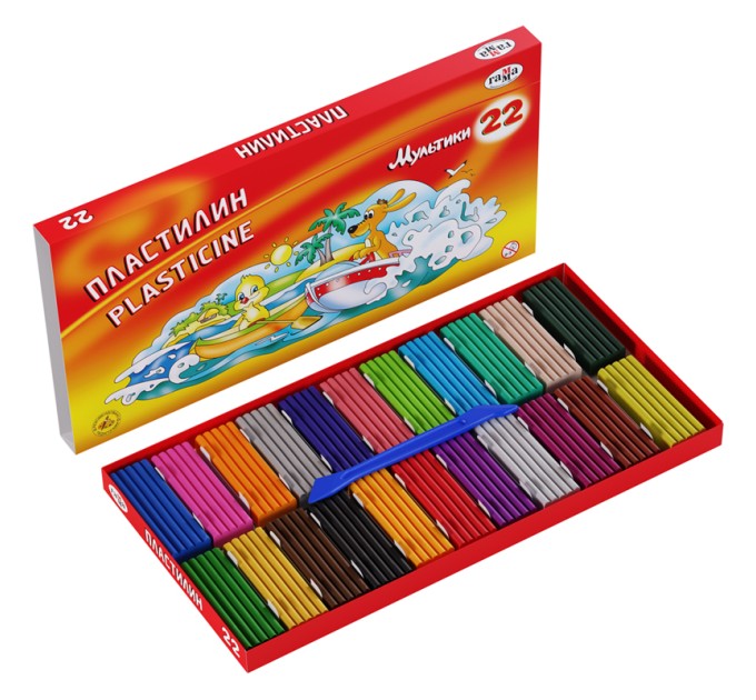 Пластилин 22 цвета/440 г., со стеком, «Мультики» 210119_03
