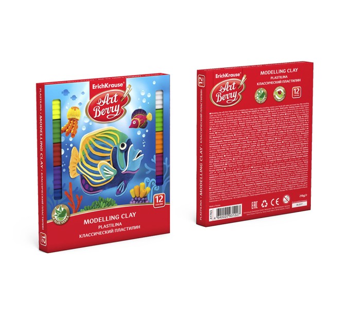 Пластилин 12 цветов/216 г, со стеком, ArtBerry® с Алоэ Вера 41763