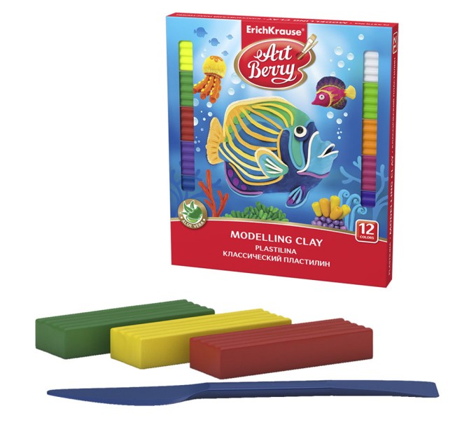 Пластилин 12 цветов/216 г, со стеком, ArtBerry® с Алоэ Вера 41763