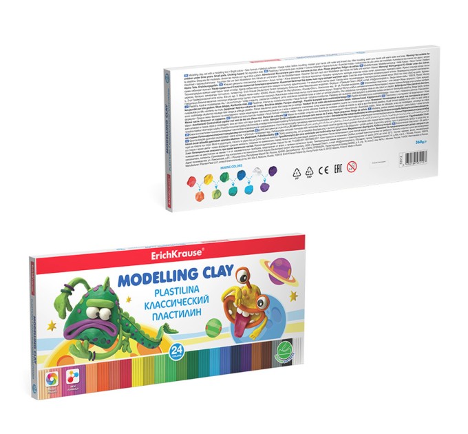 Пластилин 24 цвета/360 г, со стеком, «Monsters», ErichKrause® 53412