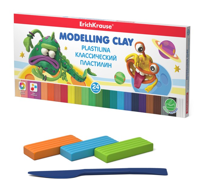 Пластилин 24 цвета/360 г, со стеком, «Monsters», ErichKrause® 53412