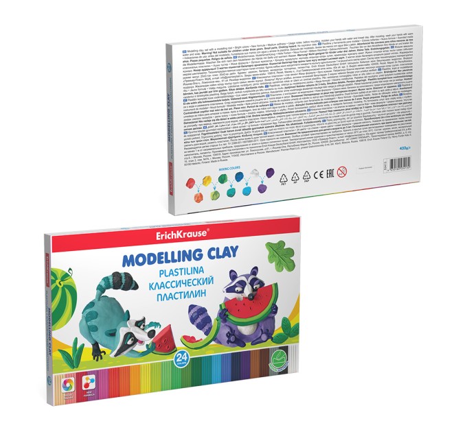 Пластилин 24 цвета/432 г со стеком, «Классический», ErichKrause® 53413
