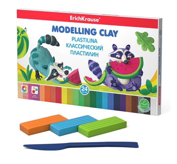 Пластилин 24 цвета/432 г со стеком, «Классический», ErichKrause® 53413