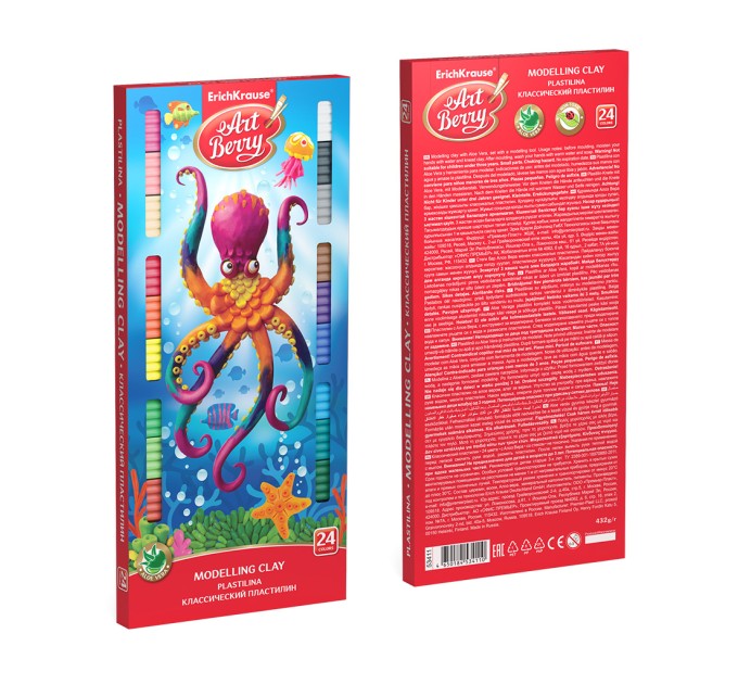 Пластилин 24 цвета/432 г, со стеком, ArtBerry® с Алоэ Вера 53411