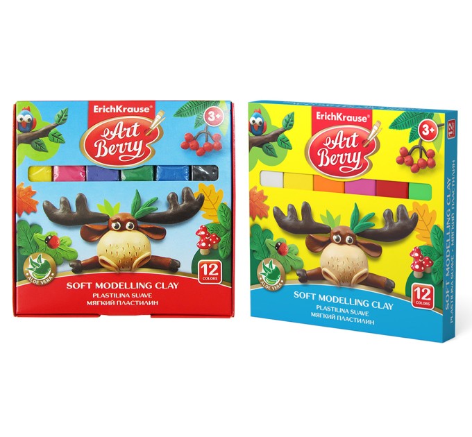 Пластилин 12 цветов/240 г, со стеком, мягкий, ArtBerry® с Алоэ Вера 41782