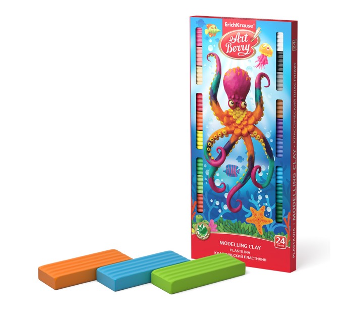 Пластилин 24 цвета/432 г, со стеком, ArtBerry® с Алоэ Вера 53411