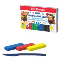 Пластилин 6 цветов/76 г, со стеком, восковой, мягкий, ErichKrause® 53414