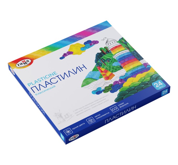 Пластилин 24 цвета/480 г., со стеком, «Классический» 281036