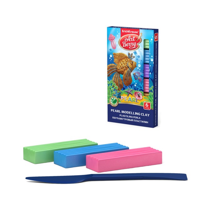 Пластилин 6 цветов/90 г, со стеком, «Pearl», ArtBerry® с Алоэ Вера 46449