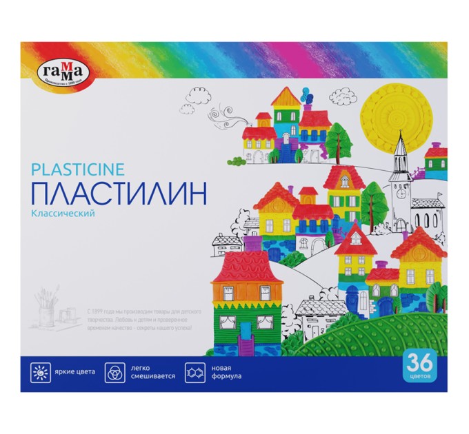 Пластилин 36 цветов/720 г, со стеком, «Классический» 281037