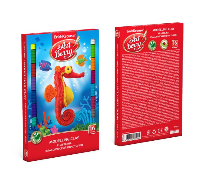 Пластилин 16 цветов/288 г, со стеком, ArtBerry® с Алоэ Вера 41764
